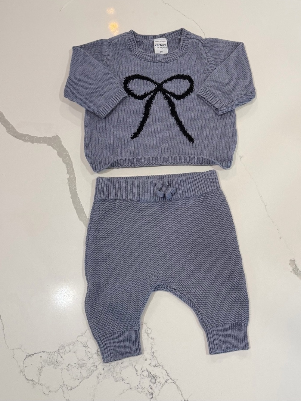 Carter's Lavender Knit Baby Set with Black Bow 3m